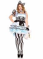 Alice in Wonderland, costume dress, lacing, big bow, collar, apron, plus size